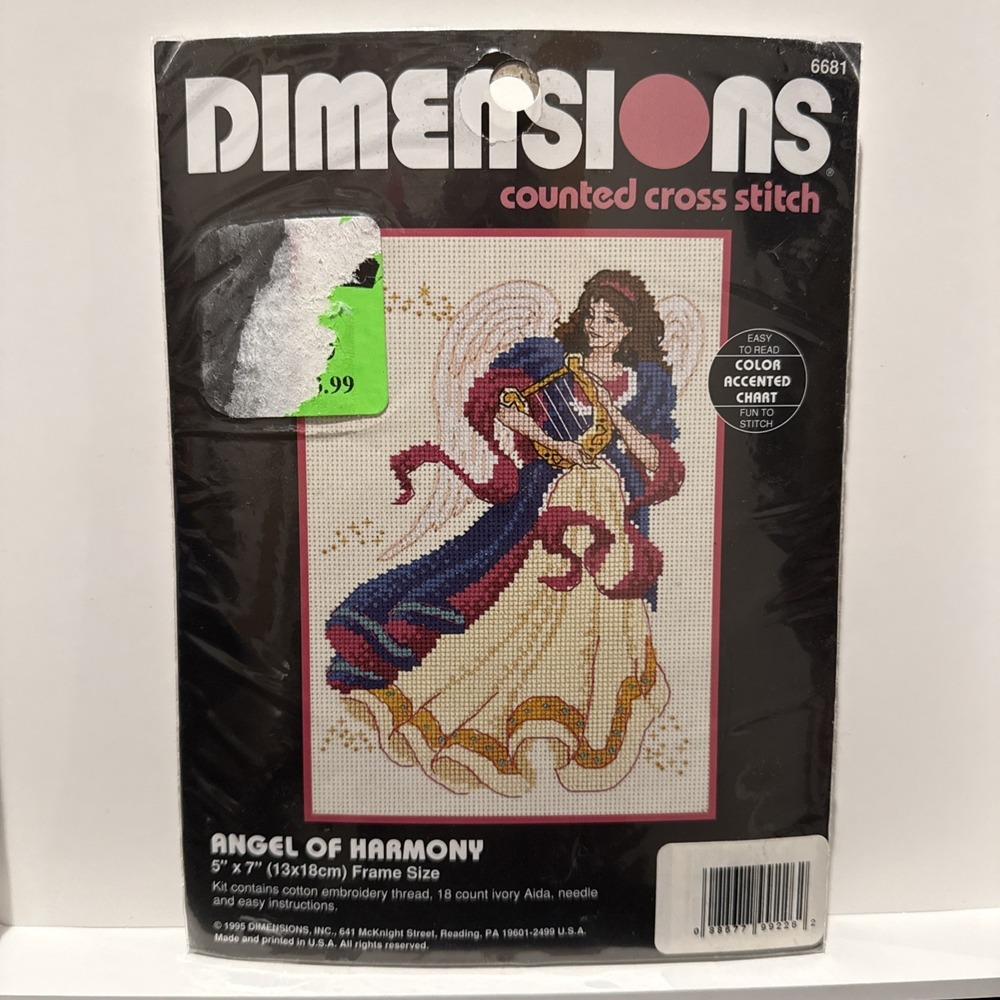 Dimensions Angel of Harmony Counted Cross Stitch Kit #6681 Almost Finished